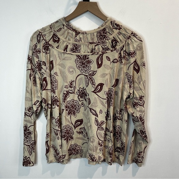 Women’s | LOFT Floral Boho Stand Neck Blouse | Large - Picture 1 of 8
